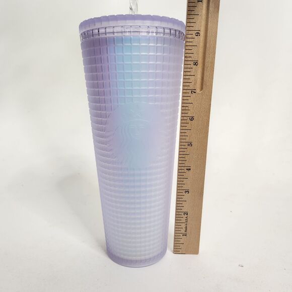 STARBUCKS Venti Cup Tumbler Grid Icy Iridescent Opal Spring 2022 24 oz + Topper - Picture 8 of 8